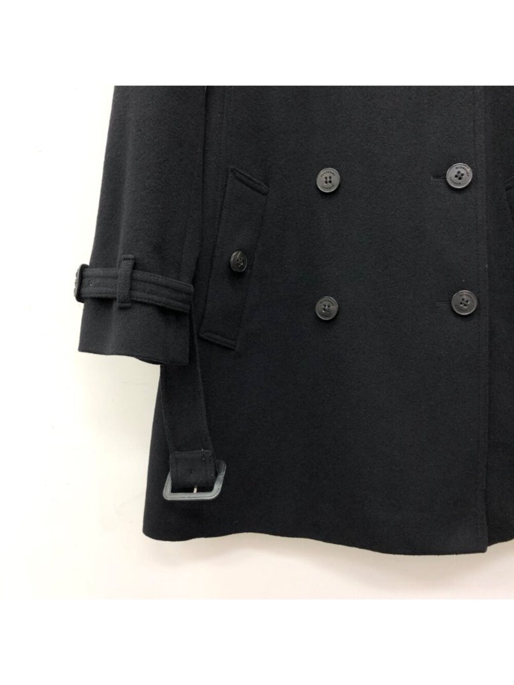 Burberry Black Wool Double-Breasted Belted Coat - Picture 4 of 7